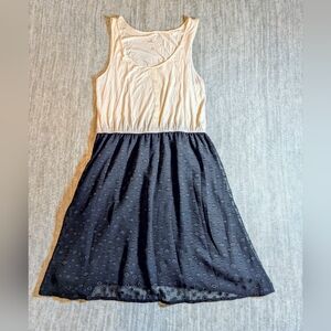 Eric & Lani Cream Black Sleeveless Tank Dress Size L Boho Casual Chic Laid Back